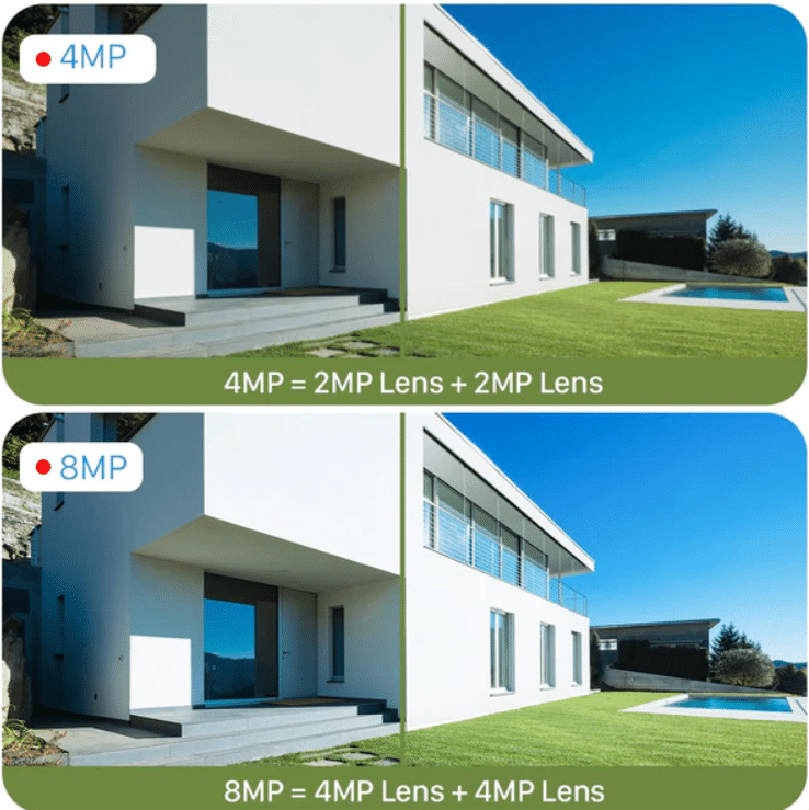 Въртяща IP безжична камера външен монтаж 8MPX с двойна леща