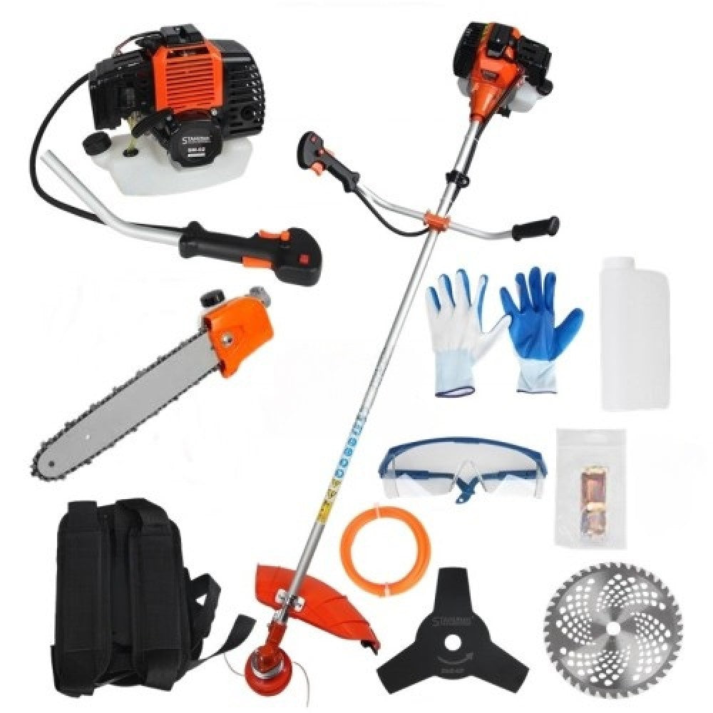 Комплект бензинов тример за трева StahlMayer 74cc + приставка фреза - шлиц 7 и 9