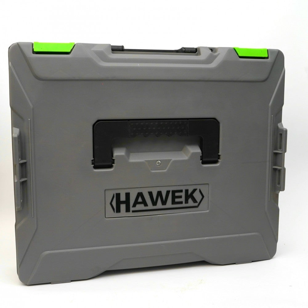 КОМПЛЕКТ ОТ АКУМУЛАТОРЕН ПЕРФОРАТОР, ЪГЛОШЛАЙФ 125 ММ, ГАЙКОВЕРТ И ВИНТОВЕРТ 36V С 3 БРОЯ БАТЕРИИ 5AH В КУФАР И ЗАРЯДНО HAWEK