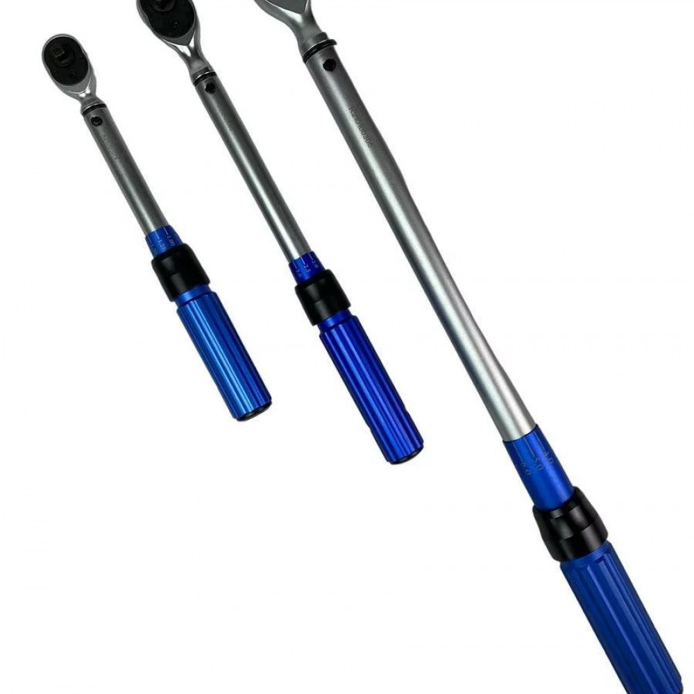 Комплект динамометрични ключове 3 части 1/4, 3/8 и 1/2 в метален куфар KrafTWelle