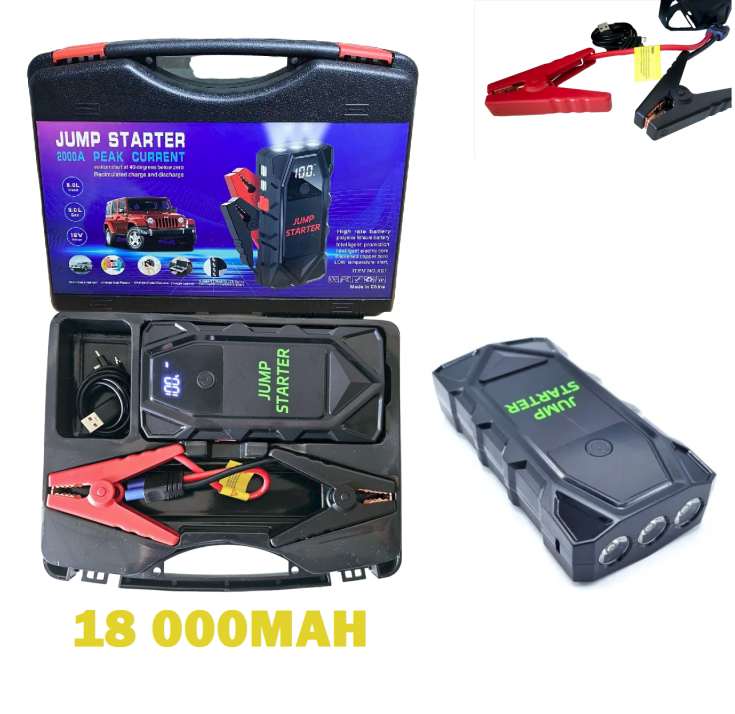 Мултифункционален автомобилен стартер Jump Starter 18000mAh, 12V, 2000A пикова мощност