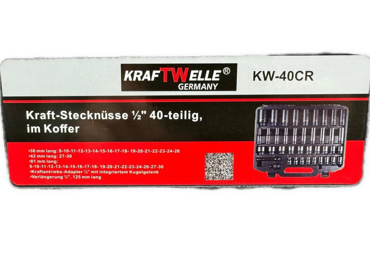 КОМПЛЕКТ УДАРНИ ВЛОЖКИ 1/2″ 40 ЧАСТИ KRAFTWELLE