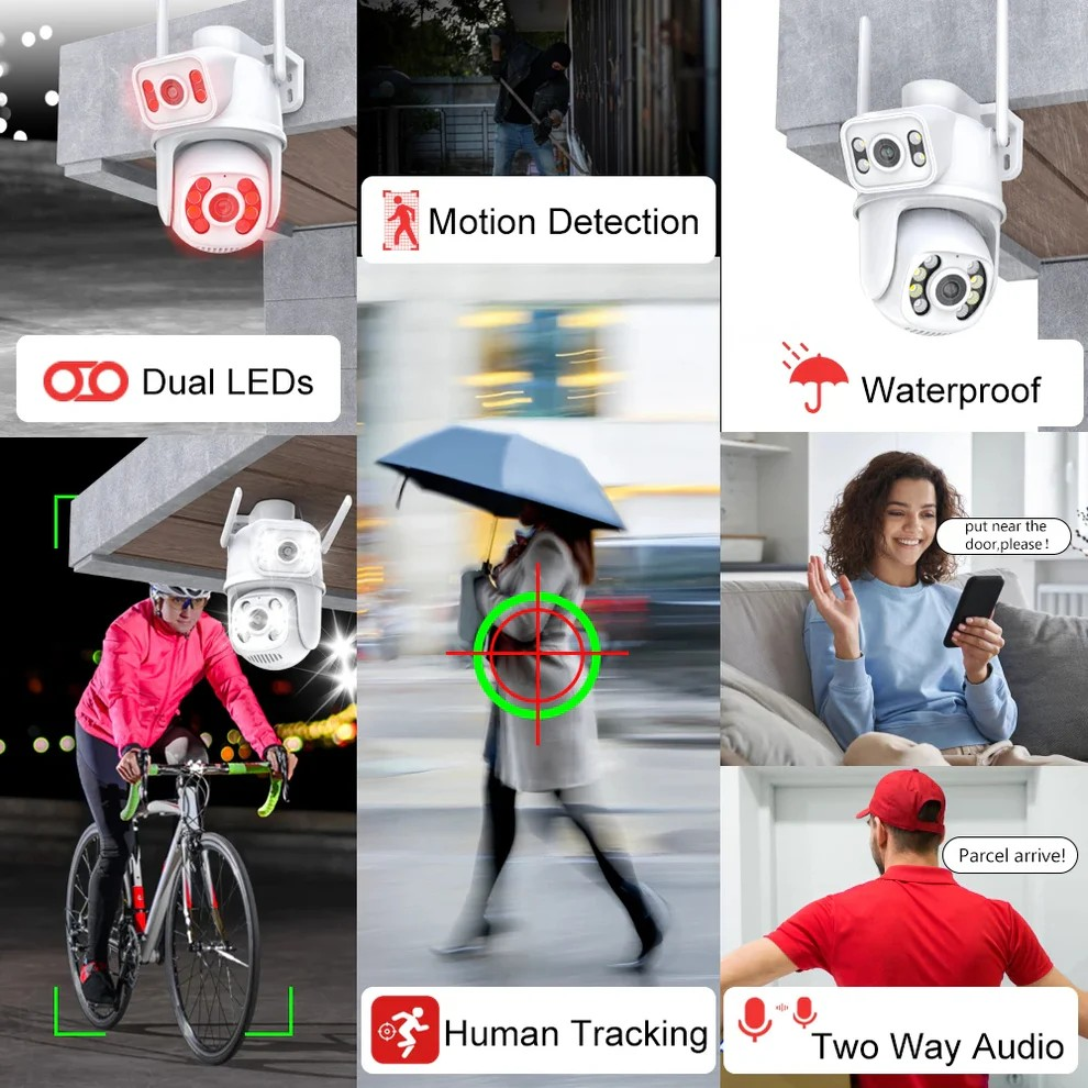 2бр Двойна водоустойчива камера 2x6mp Wi-Fi ICSEE