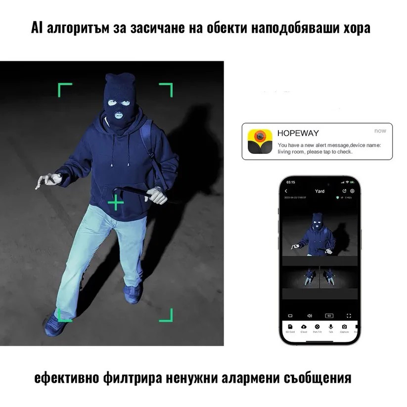 Тройна Външна WiFi Камера G73 с три обектива 3MP+3MP+6MP, ICSee, Черна