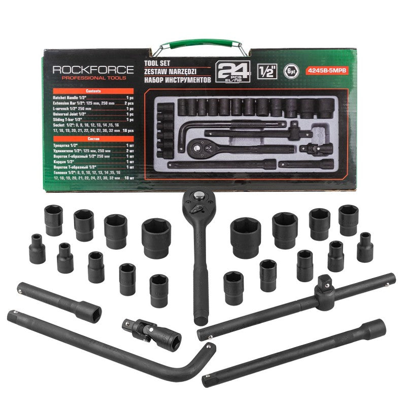 ГЕДОРЕ С УДАРНИ ВЛОЖКИ 24 ЧАСТИ 1/2 ДО 32 ММ ROCKFORCE