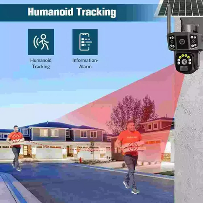 Соларна Външна WiFi камера с четири обектива 4x 3MP с изкуствен интелект Q38