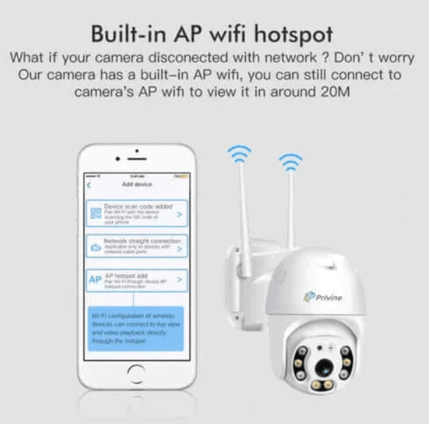 2бр. IP въртяща безжична камера Privine 5MPX- 4+4LED + 2бр. SD карта 64gb iCsee