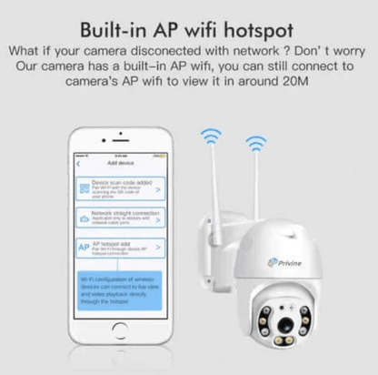 3бр. IP въртяща безжична камера Privine 5MPX- 4+4LED + 3бр. SD карта 64gb iCsee