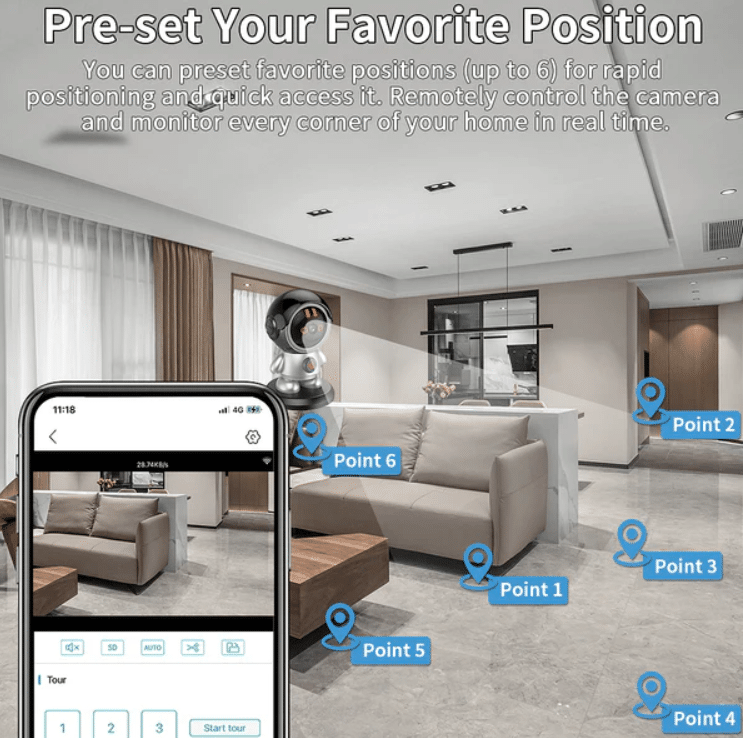 Камера робот Robi WiFi 3MP HD камера специализирана режим за видеонаблюдение на бебета