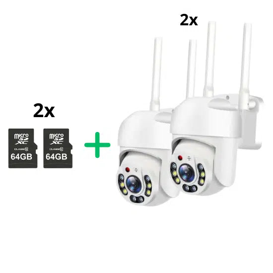 2бр. Куполна безжична камера с 5g и 8led 5mpx + 2бр. SD карта памет 64GB