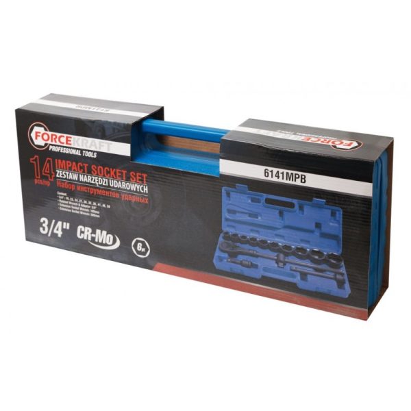 УСИЛЕНО ГЕДОРЕ С УДАРНИ ВЛОЖКИ 3/4″ 14 ЧАСТИ FORCEKRAFT