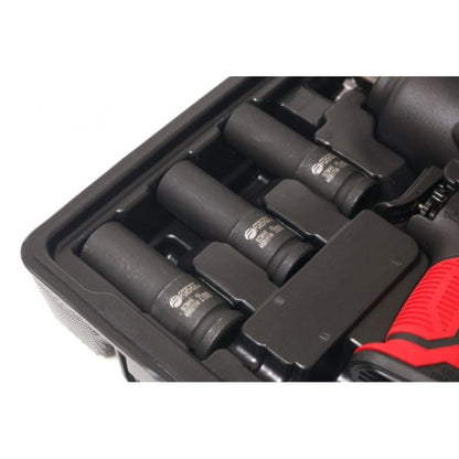 ПНЕВМАТИЧЕН ГАЙКОВЕРТ С КЪС ШПИНДЕЛ 1450 NМ 1/2″ С ВЛОЖКИ И КУФАР FORSAGE