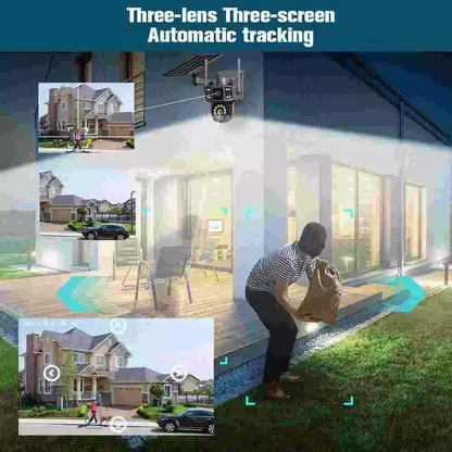 Соларна Външна WiFi камера с четири обектива 4x 3MP с изкуствен интелект Q38