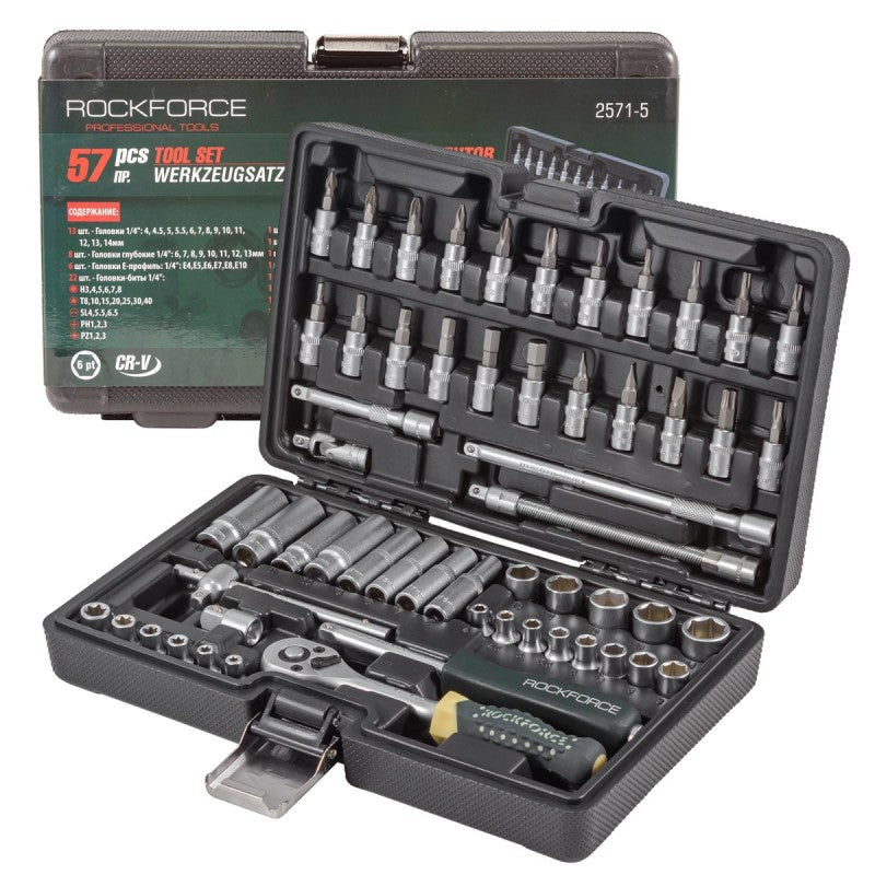 ГЕДОРЕ 1/4″ ШЕСТОСТЕННО 57 ЧАСТИ ROCKFORCE