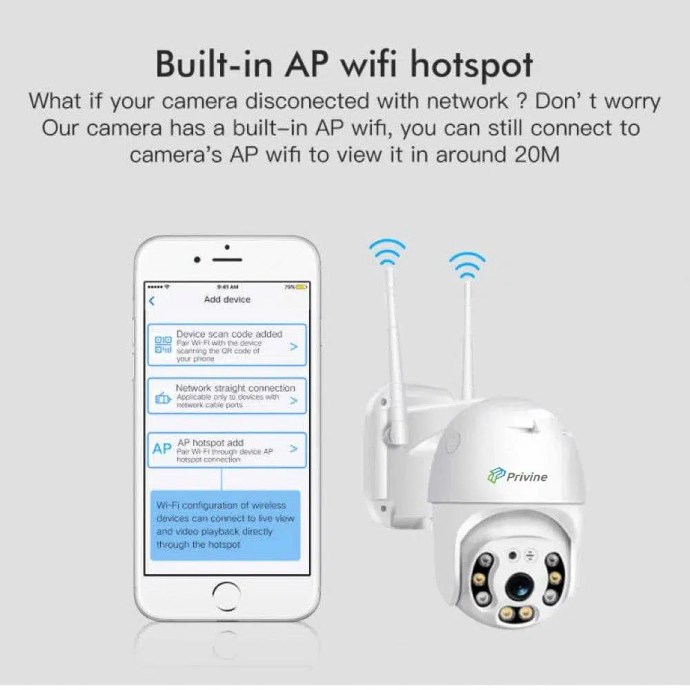 IP въртяща безжична камера Privine 5MPX- 4+4LED YCC365+
