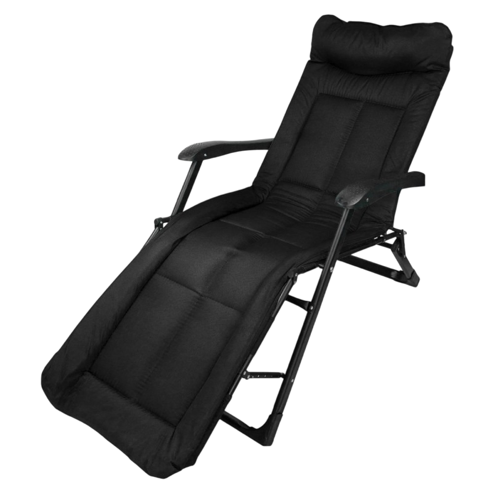 Сгъваемо походно легло тип шезлонг черен