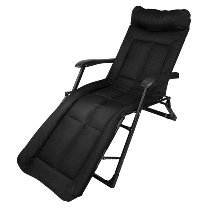 Сгъваемо походно легло тип шезлонг черен