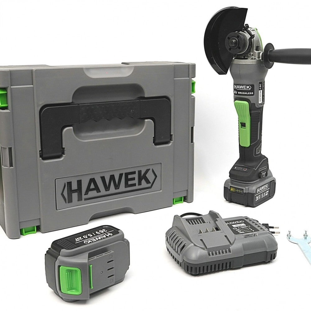 Акумулаторен безчетков ъглошлайф 36V 5,0Ah HAWEK