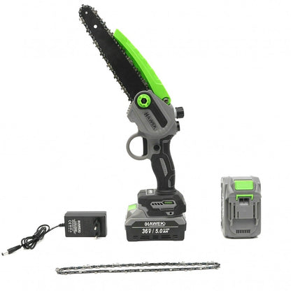 Акумулаторен мини верижен трион с автоматично смазване на веригата 36V 5Ah + допълнителна верига HAWEK