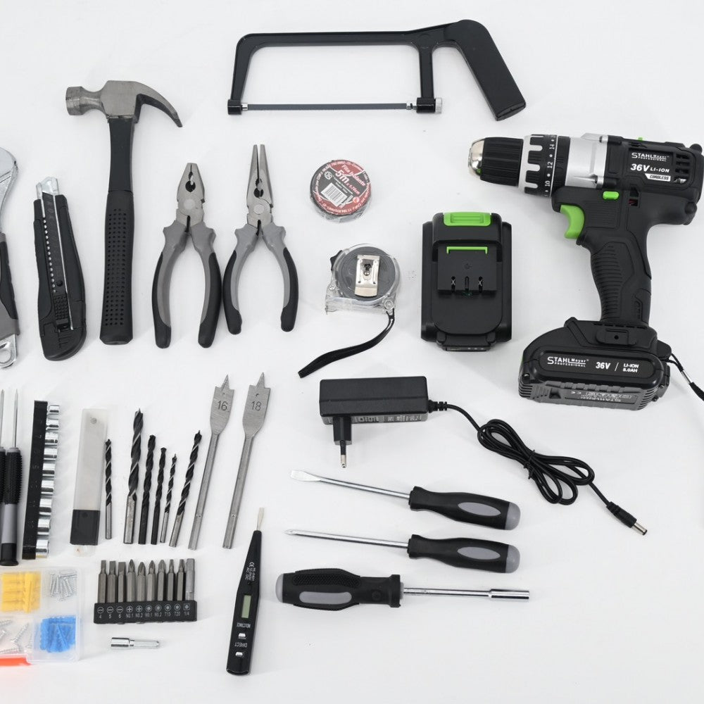 АКУМУЛАТОРЕН УДАРЕН ВИНТОВЕРТ 36V 8AH С 111 ЧАСТИ В КУФАР STAHLMAYER BLACK XR