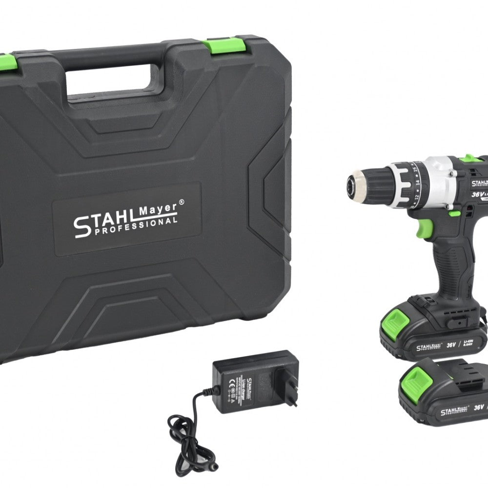 АКУМУЛАТОРЕН УДАРЕН ВИНТОВЕРТ 36V 8AH С 111 ЧАСТИ В КУФАР STAHLMAYER BLACK XR