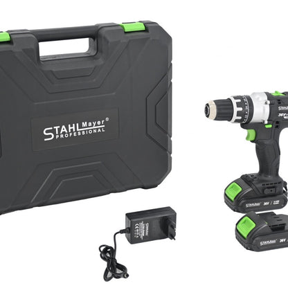 АКУМУЛАТОРЕН УДАРЕН ВИНТОВЕРТ 36V 8AH С 111 ЧАСТИ В КУФАР STAHLMAYER BLACK XR