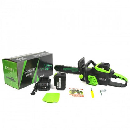 STAHLMAYER Акумулаторна резачка с автоматично смазване 12″ с 2 батерии и 2 вериги 42V . 10.0A