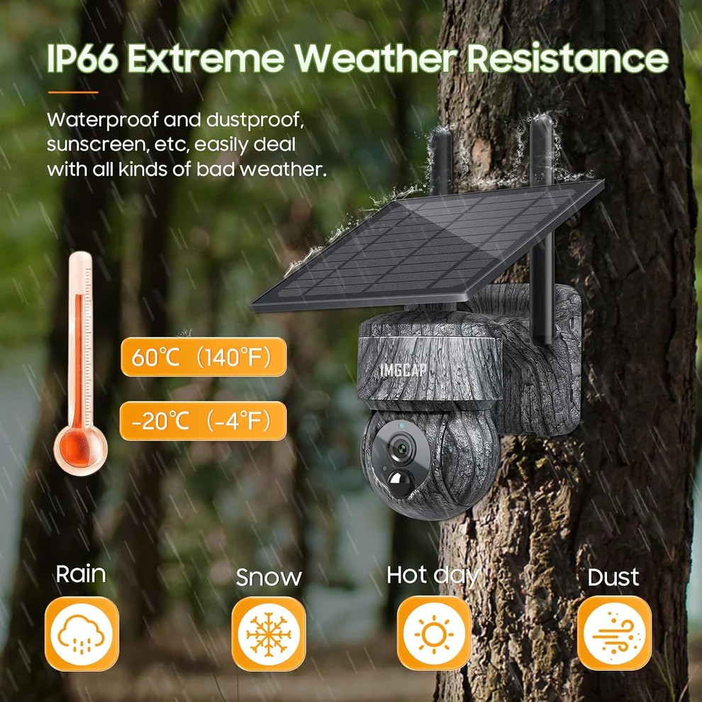 WIFI Безжична PTZ соларна камера 4G SIM със слънчев панел 8MP