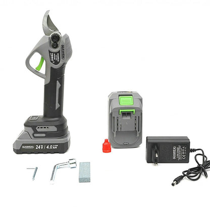 Комплект от акумулаторна лозарска ножица и акумулаторен мини верижен трион с 15 см шина 24V 4Ah HAWEK