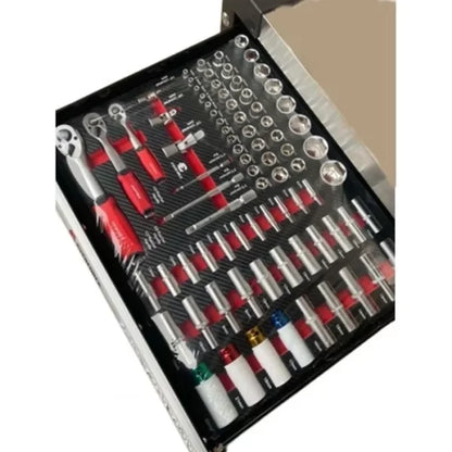 ШКАФ С ИНСТРУМЕНТИ СЪС 7 ПЪЛНИ ЧЕКМЕДЖЕТА, МЕТАЛЕН ПЛОТ И ОТДЕЛЕНИЕ ЗА ЗАКАЧАНЕ НА ИНСТРУМЕНТИ EVERFORCE