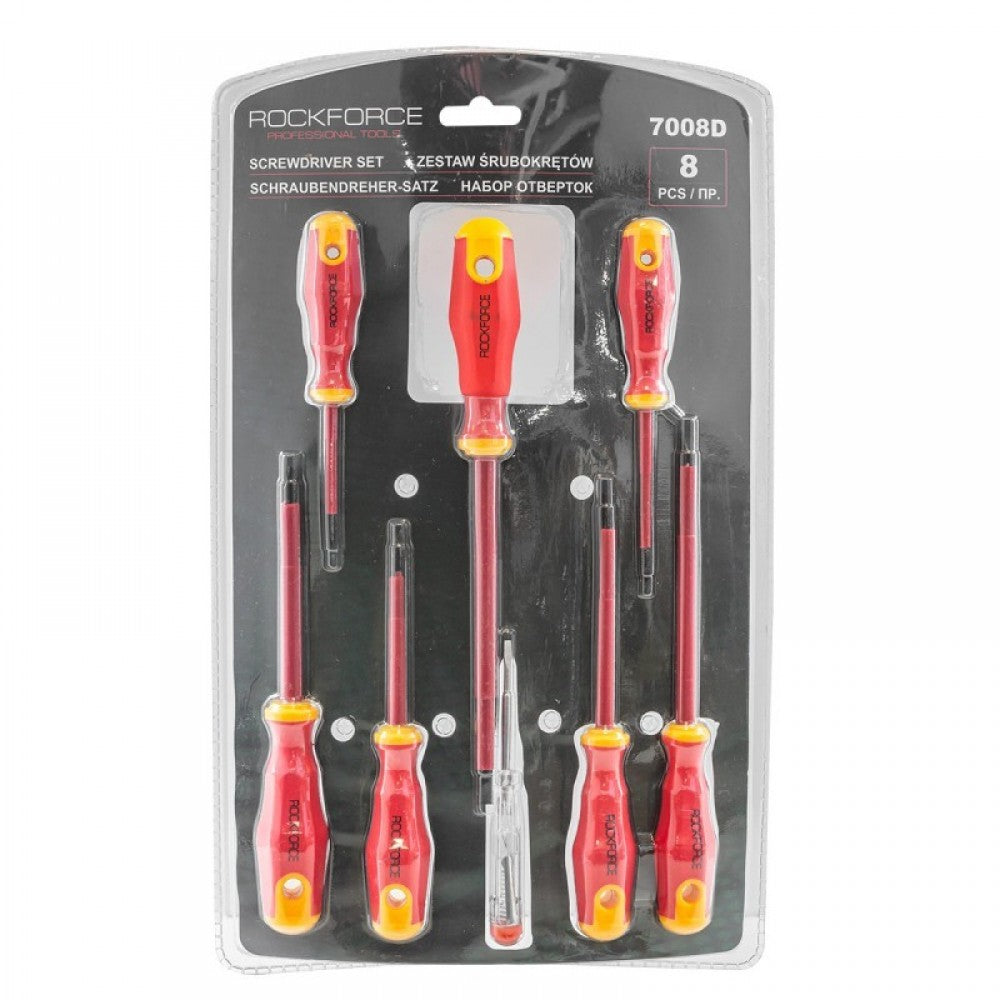 Комплект изолирани електричарски отвертки 8 части RockForce