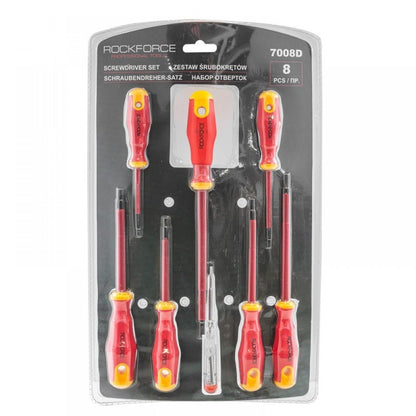 Комплект изолирани електричарски отвертки 8 части RockForce