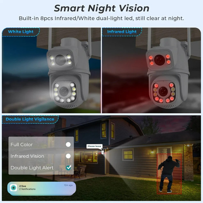 3бр Двойна водоустойчива камера 2x6mp Wi-Fi ICSEE