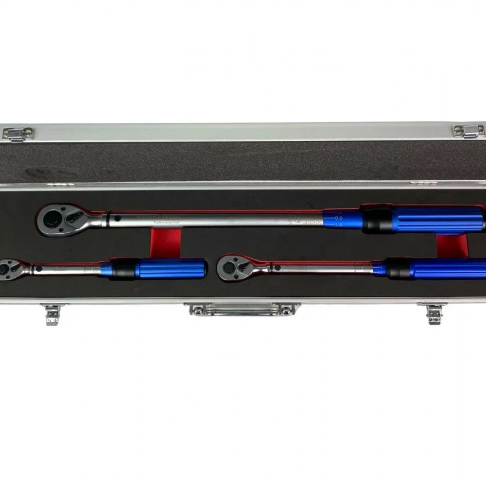 Комплект динамометрични ключове 3 части 1/4, 3/8 и 1/2 в метален куфар KrafTWelle