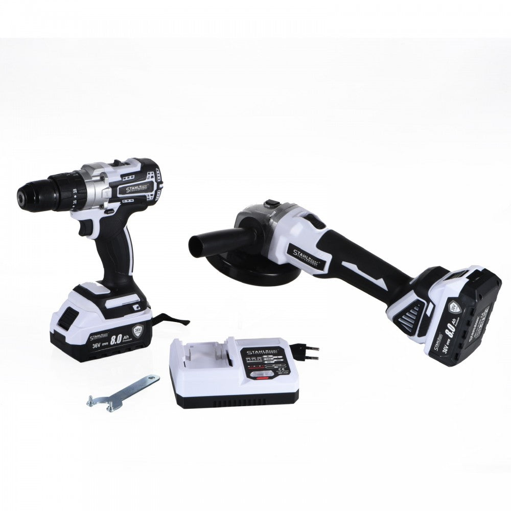 Комплект от акумулаторен Винтоверт и Ъглошлайф 36V 8,0Ah StahlMayer Pro
