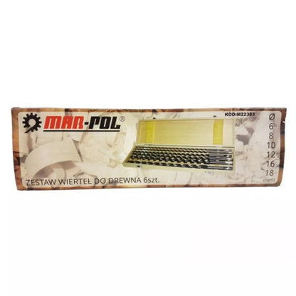 Комплект свредла за дърво 6 части 6 – 18 \ 460 мм в дървена кутия Mar-Pol