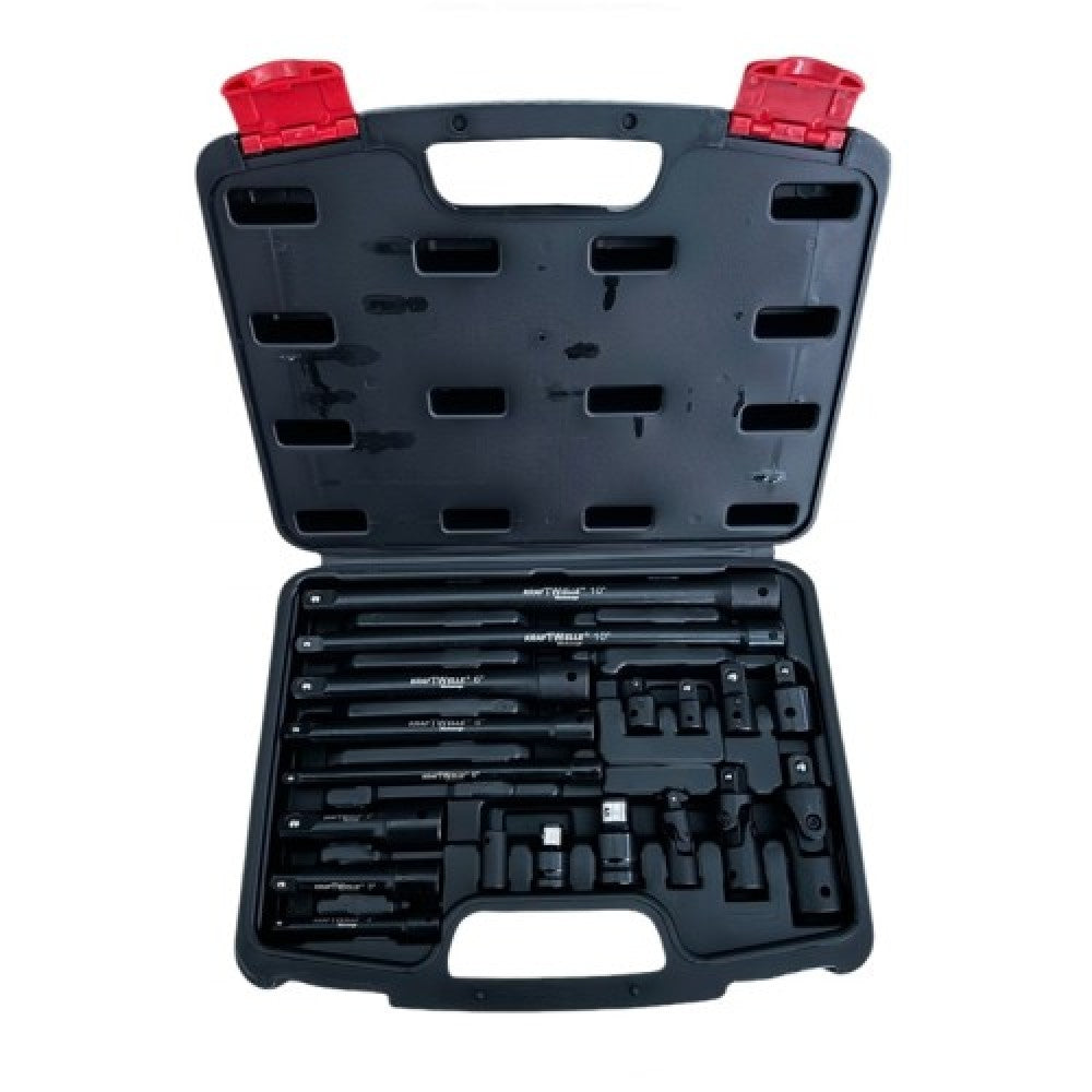 Комплект ударни преходници ( адаптери ) и удължения 1/4", 3/8" и 1/2" 18 части KraftWelle