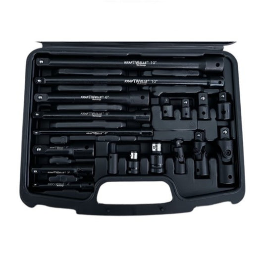 Комплект ударни преходници ( адаптери ) и удължения 1/4", 3/8" и 1/2" 18 части KraftWelle