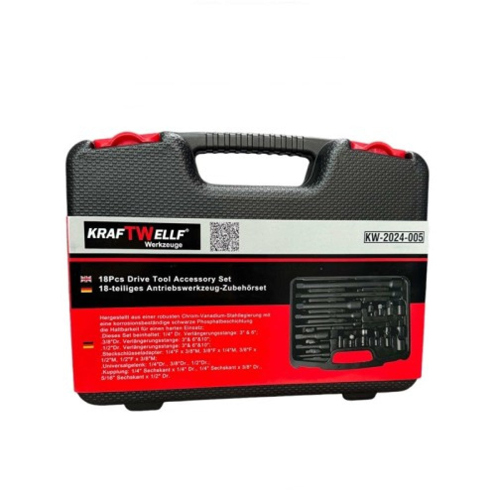 Комплект ударни преходници ( адаптери ) и удължения 1/4", 3/8" и 1/2" 18 части KraftWelle