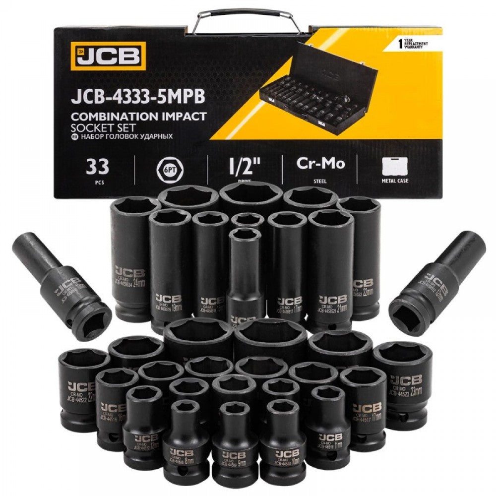 Комплект ударни вложки 33 части 1/2 ( 8 - 32 мм ) JCB