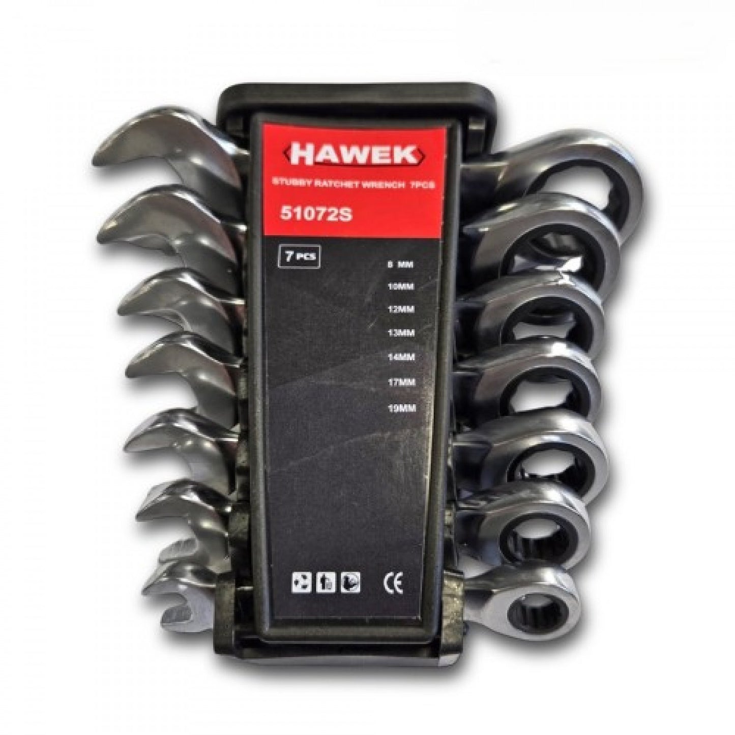 Комплект къси звездогаечни тресчотни ключове 8 - 19 мм 7 части HAWEK