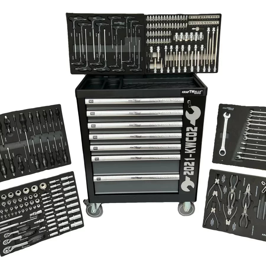ШКАФ С ИНСТРУМЕНТИ KRAFTWELLE СЪС 7 ЧЕКМЕДЖЕТА – 6 ПЪЛНИ