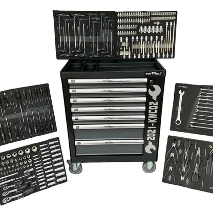 ШКАФ С ИНСТРУМЕНТИ KRAFTWELLE СЪС 7 ЧЕКМЕДЖЕТА – 6 ПЪЛНИ