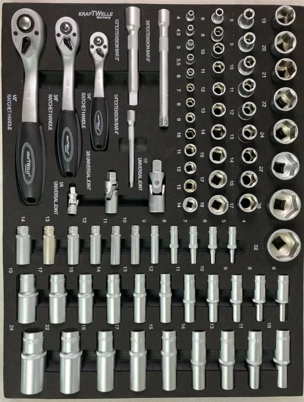 ШКАФ С ИНСТРУМЕНТИ KRAFTWELLE СЪС 7 ЧЕКМЕДЖЕТА – 6 ПЪЛНИ