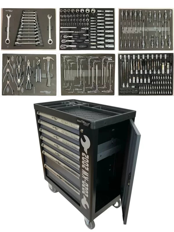 ШКАФ С ИНСТРУМЕНТИ KRAFTWELLE СЪС 7 ЧЕКМЕДЖЕТА – 6 ПЪЛНИ