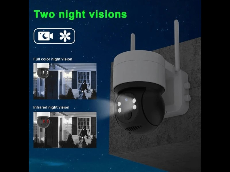 Соларна WIFI камера със соларен панел PTZ 360, 1080P, Full HD, цветно Hощно Bиждане