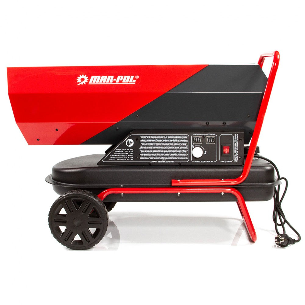 Мобилен дизелов нагревател - калорифер 40kW 19 литра, LCD дисплей, термостат и регулатор Mar-Pol