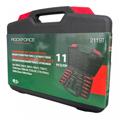 Комплект отвертки торкс с отвор 11 части RockForce