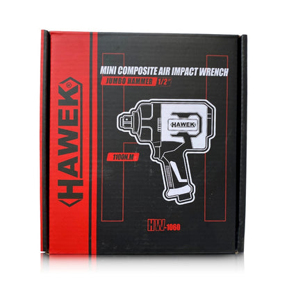 Пневматичен ударен мини гайковерт с къс шпиндел 1/2'' 1100Nm HAWEK