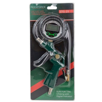 Пневматичен пистолет за помпане на гуми с дигитален манометър RockForce